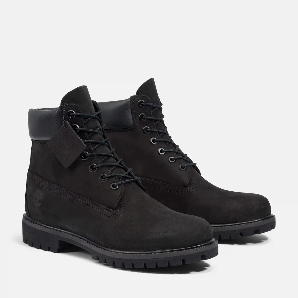 Mens Sz 8.5-Timberland 6-Inch Premium Waterproof Boot Black Nubuck TB010073-001